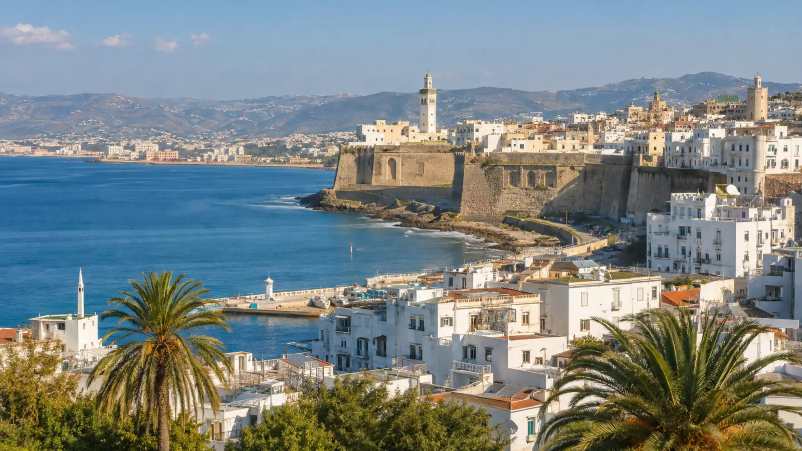 Tangier coastline and white hillside architecture