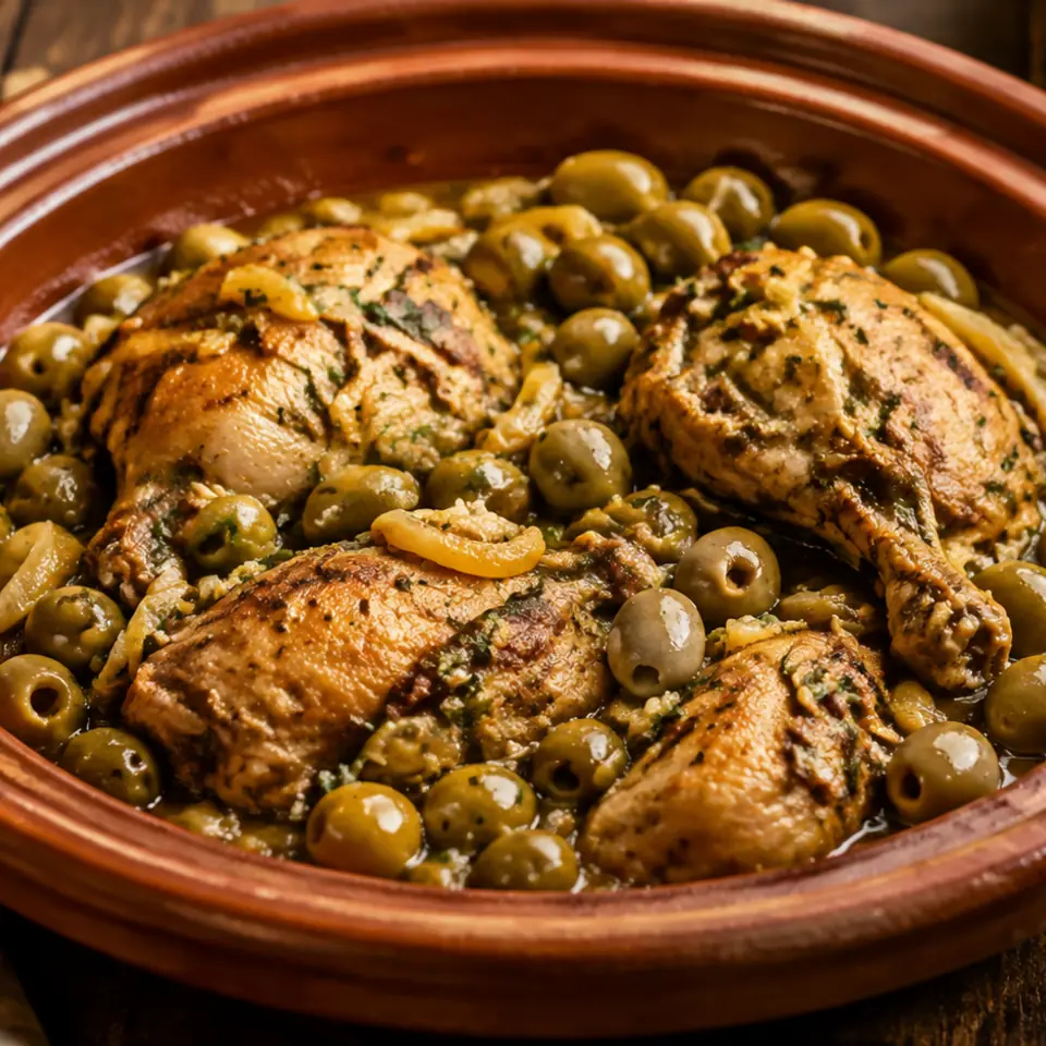 Chicken tagine with preserved lemon and olives