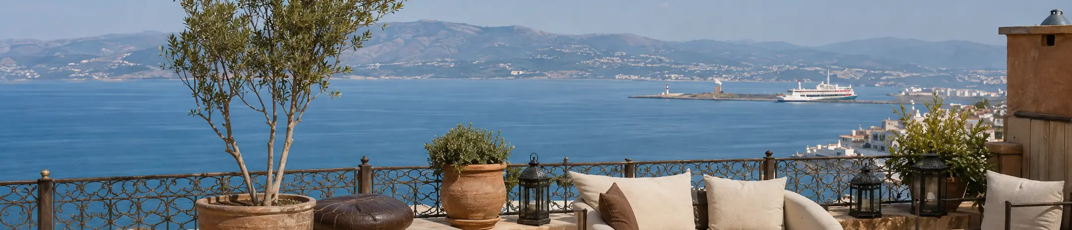 Sea-view terrace overlooking Tangier and the Strait of Gibraltar